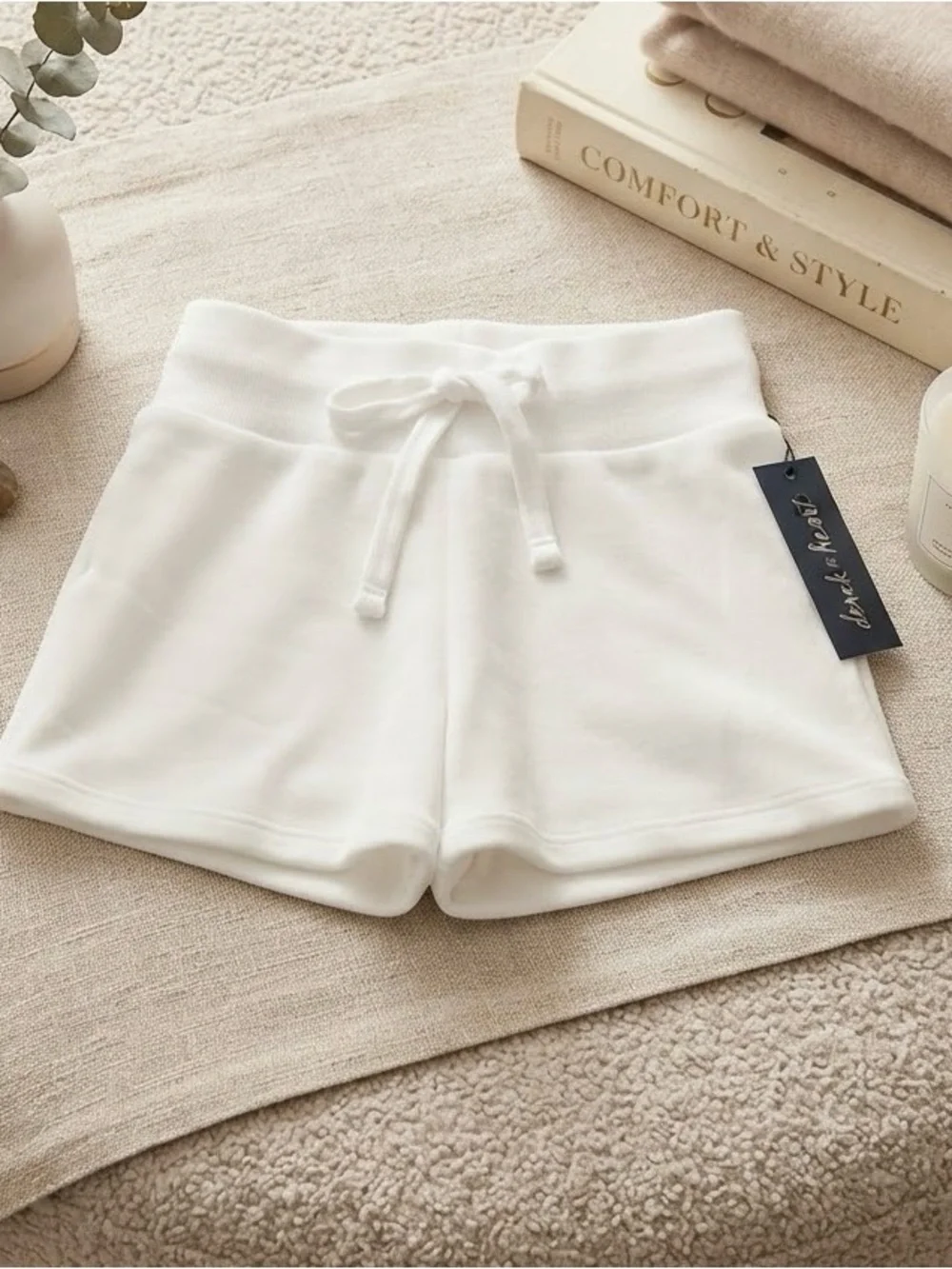 Derek Heart White Kids Drawstring Shorts